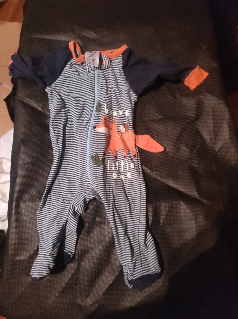 Gerber Navy & Orange Striped Fox Footed One-Piece